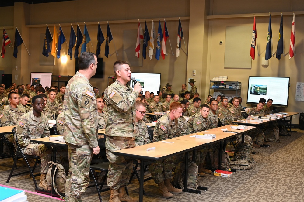 CMoH Recipient, Vietnam Combat Medic, speaks to combat medic trainees