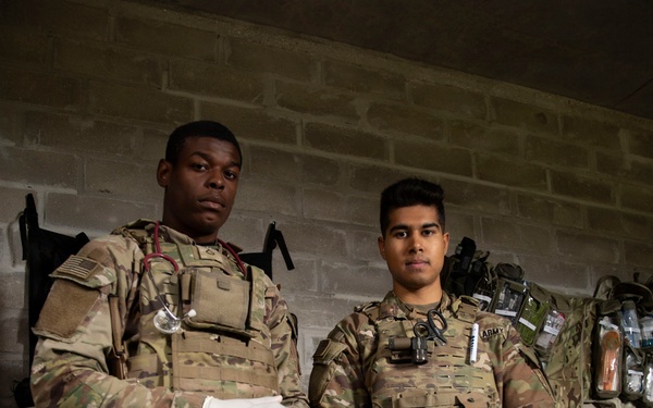 Day 2: U.S. and British Army medics train together during close-quarters battle drills