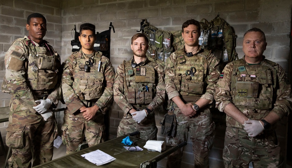 Day 2: U.S. and British Army medics train together during close-quarters battle drills
