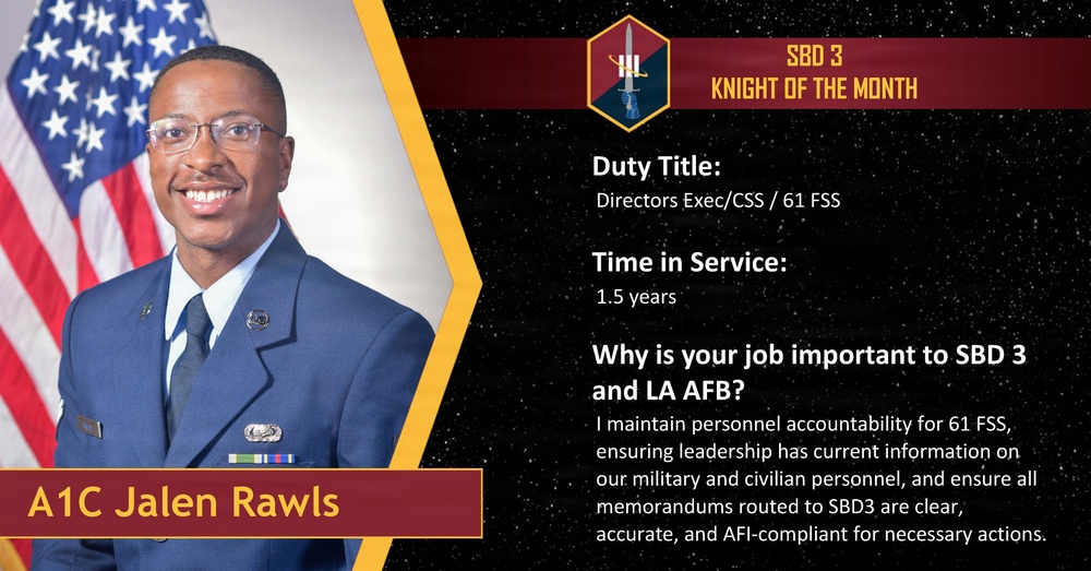 June 2026 Knight of the Month A1C Jalen Rawls