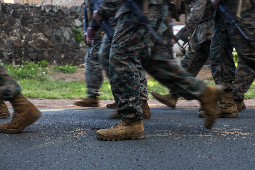 HQBN Conducts 15-km Conditioning Hike At MCBH