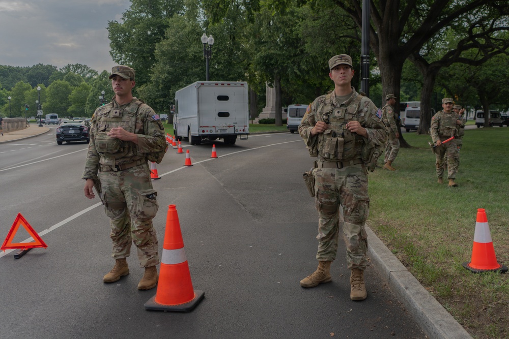 Mississippi National Guardsmen patrol during UFC Freedom 250 in Washington, D.C.