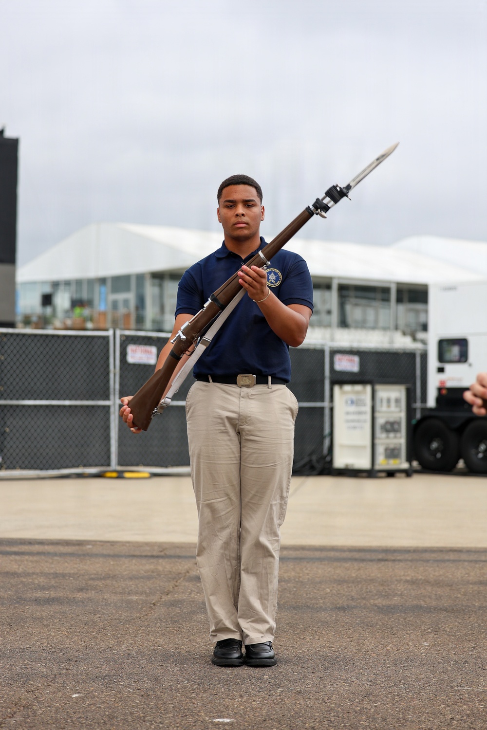 U.S. Navy Fireman rehearses for NASCAR San Diego Weekend