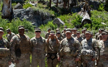 U.S Army National Guard Soldiers Assigned to the 609th Engineer Company Rappel Down an 80-Foot Rock