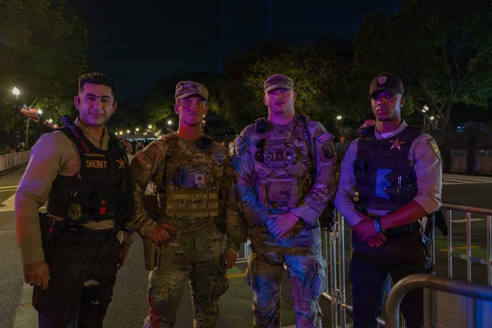 Mississippi National Guardsmen patrol during UFC Freedom 250 in Washington, D.C.