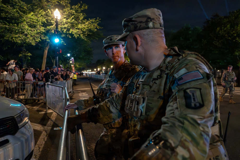 Mississippi National Guardsmen patrol during UFC Freedom 250 in Washington, D.C.