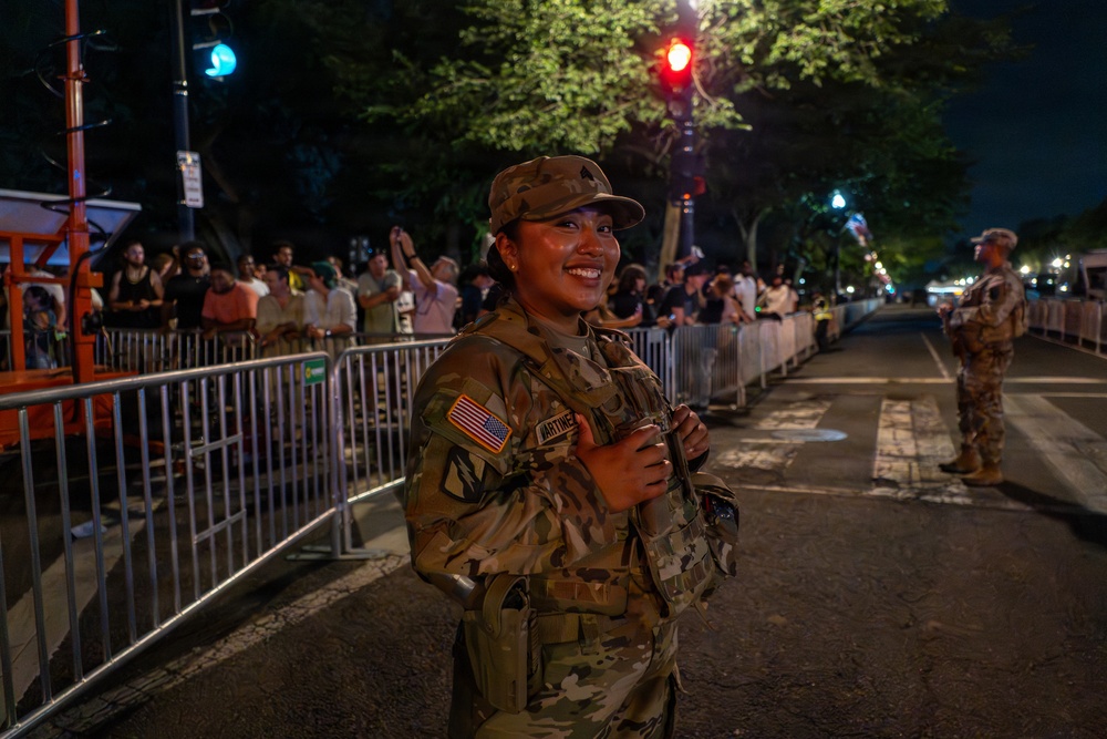 Mississippi National Guardsmen patrol during UFC Freedom 250 in Washington, D.C.