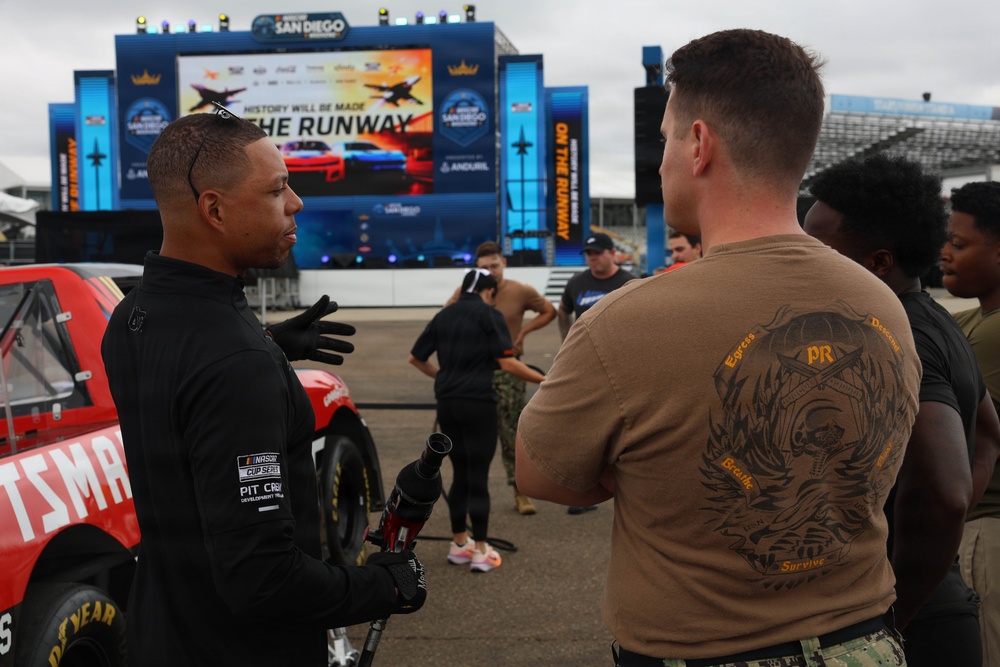 Vehicle repair teams train Sailors on Naval Base Coronado for NASCAR San Diego weekend