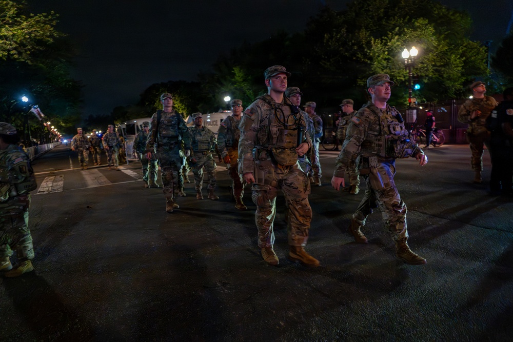 National Guardsmen patrol during UFC Freedom 250 in front of the White House