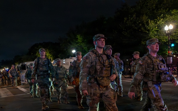 National Guardsmen patrol during UFC Freedom 250 in front of the White House