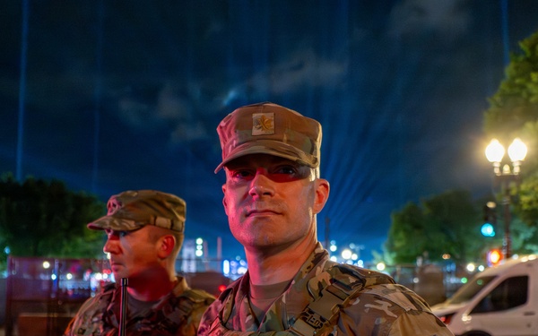 Mississippi National Guardsmen patrol during UFC Freedom 250 in front of the White House