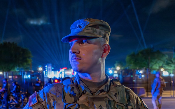 Mississippi National Guardsmen patrol during UFC Freedom 250 in front of the White House