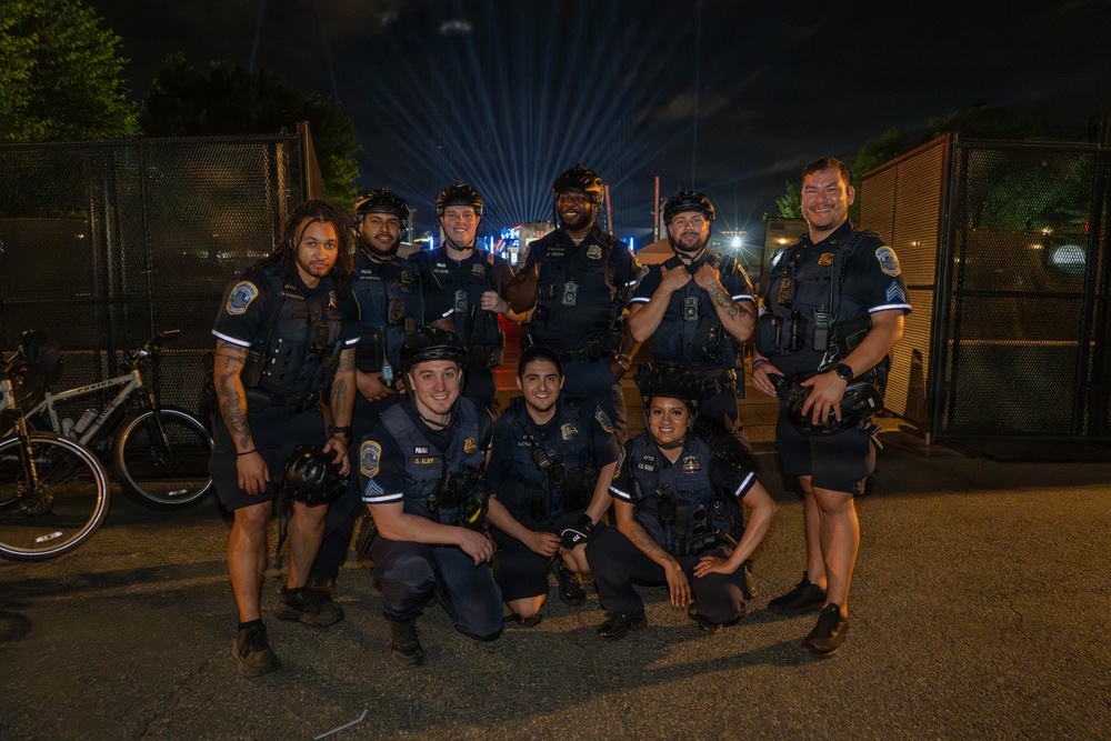 Metropolitan Police Department officers patrol during UFC Freedom 250 in front of the White House