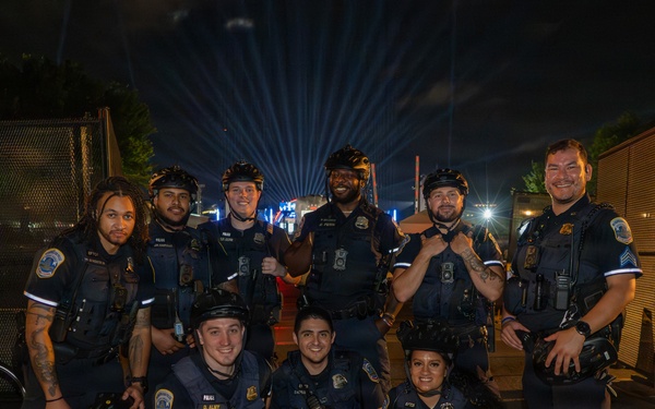 Metropolitan Police Department officers patrol during UFC Freedom 250 in front of the White House