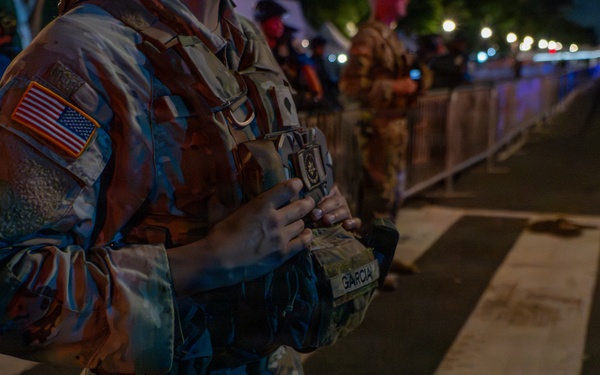 Mississippi National Guardsmen patrol during UFC Freedom 250 in front of the White House
