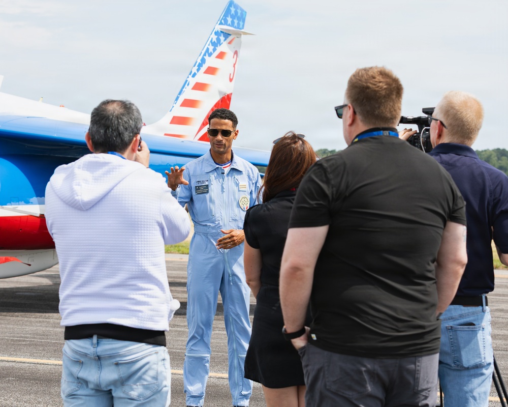 Patrouille de France participate in media day ahead of the Naval Air Station Patuxent River Air Show