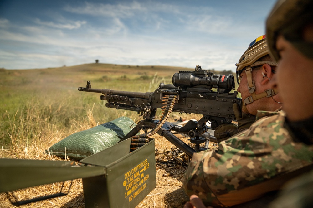U.S. Marines, Romanian, Moldovan forces conduct M240B machine gun range in Romania
