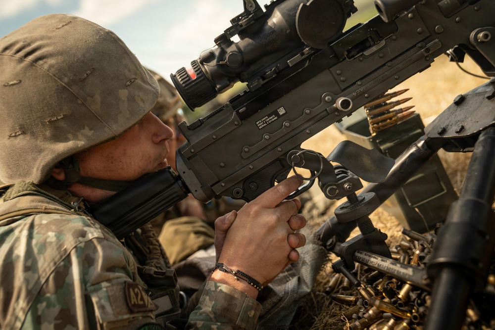 U.S. Marines, Romanian, Moldovan forces conduct M240B machine gun range in Romania