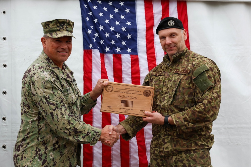 22 NCR Commodore Presents Award during BALTOPS 2026