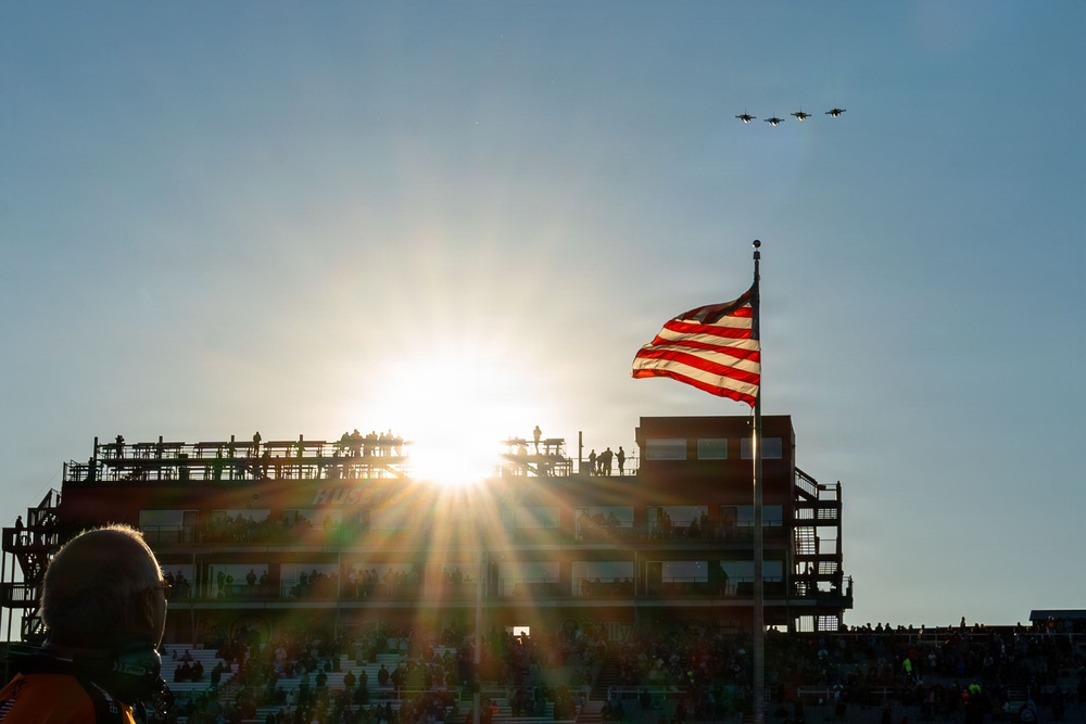 114th Fighter Wing performs flyover at Huset's Speedway