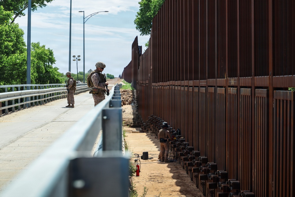 JTF-SB Marines conduct flood gate lock reinforcement operations in Naco