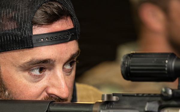 NASCAR Driver Austin Dillon participates in a conflict kinetics simulation