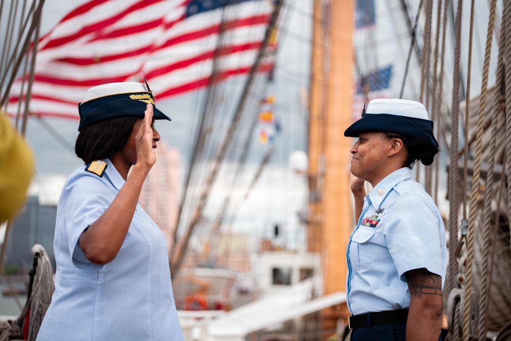 Petty Officer 1st Class Jessica Fontenette Reenlists Aboard CGC Eagle