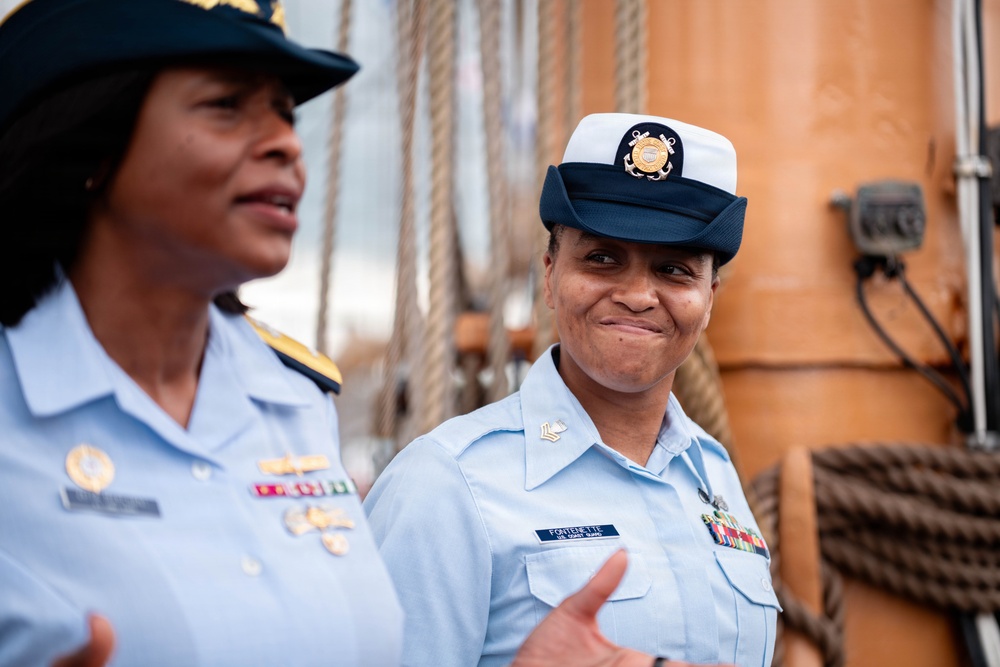 Petty Officer 1st Class Jessica Fontenette Reenlists Aboard CGC Eagle