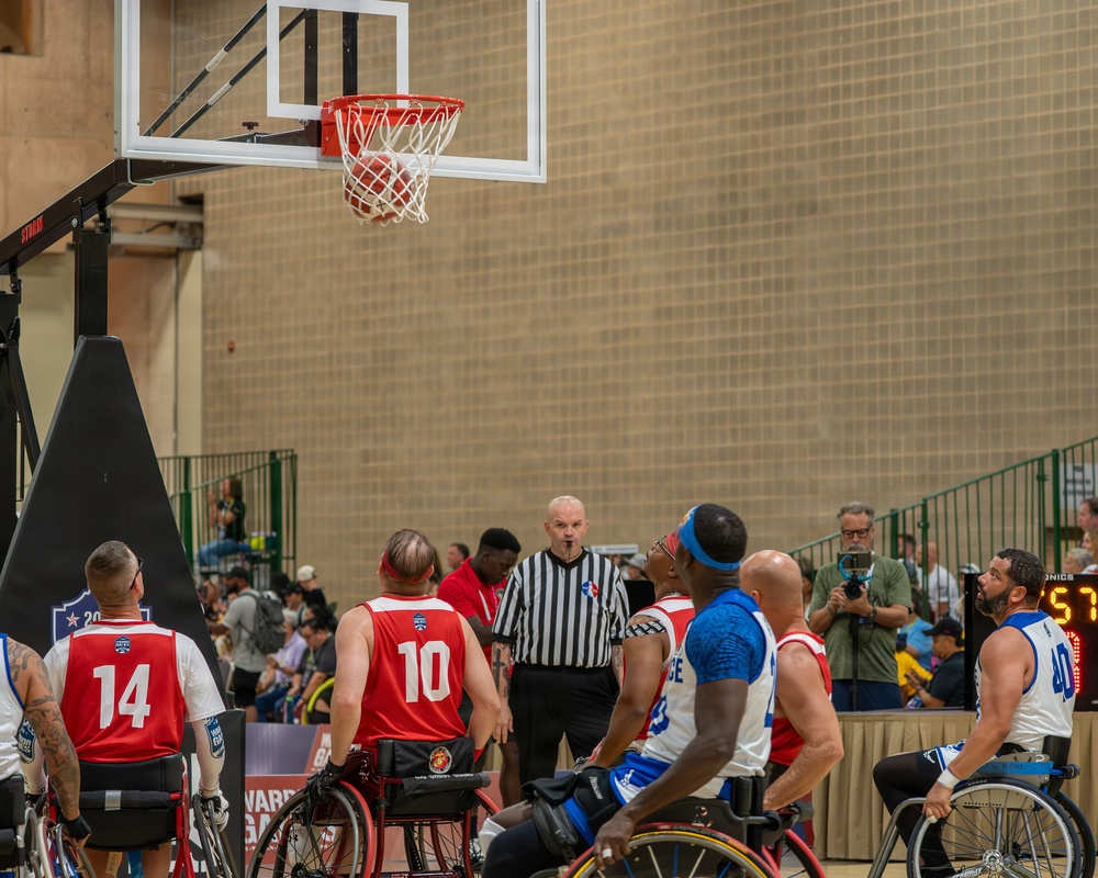 Air Force Warrior Games athletes compete in basketball