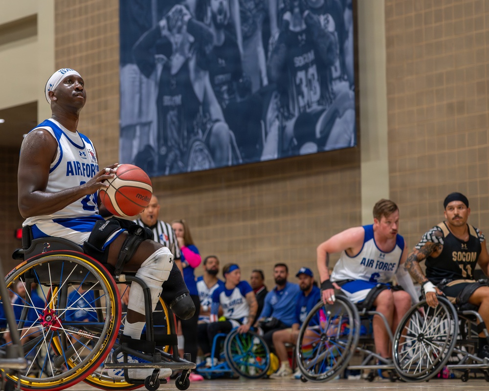 Air Force Warrior Games athletes compete in basketball