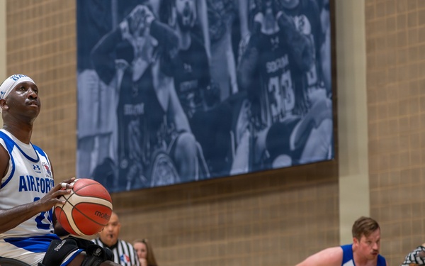 Air Force Warrior Games athletes compete in basketball