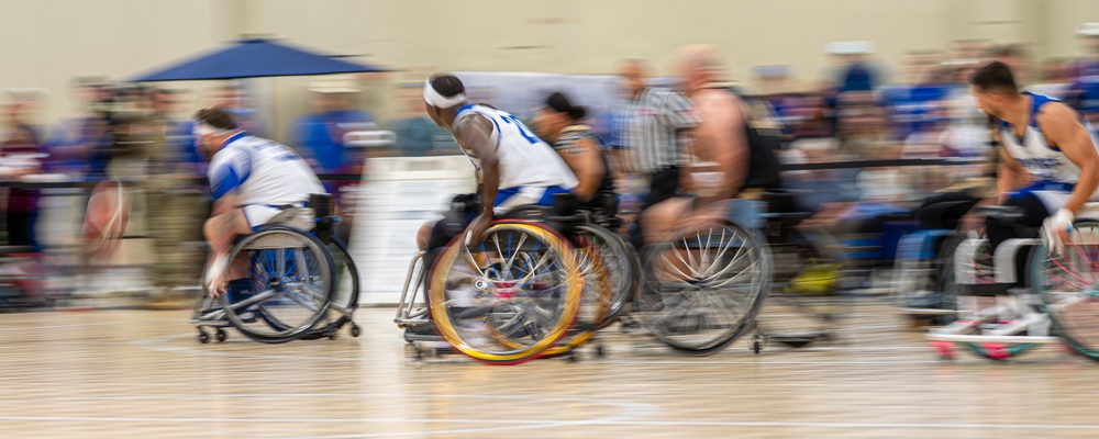 Air Force Warrior Games athletes compete in basketball
