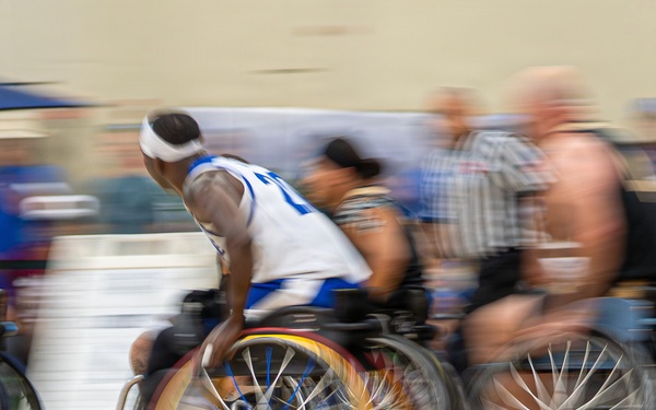 Air Force Warrior Games athletes compete in basketball
