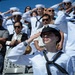 USS Carl Vinson (CVN 70) Sailors render salutes during NASCAR San Diego Weekend