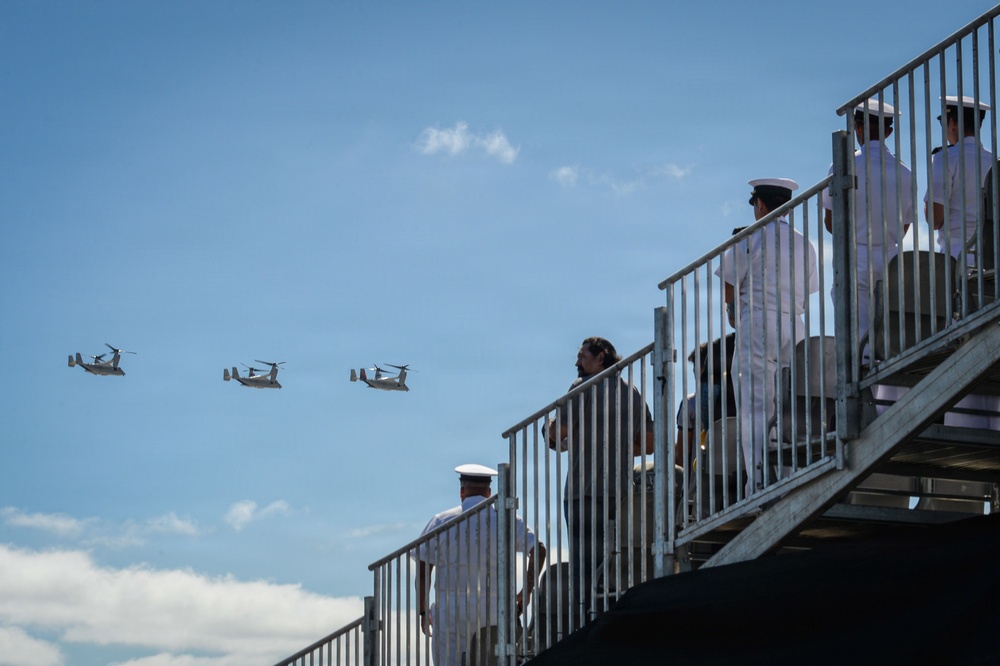 Fleet Logistics Multi-Mission Squadron (VRM) 50 conducts a CMV-22B Osprey flyover during the NASCAR Craftsman Truck Series