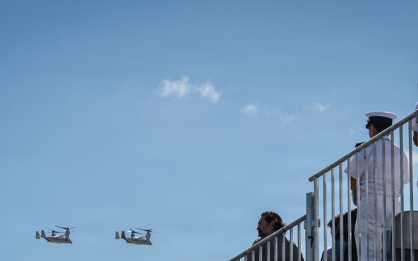 Fleet Logistics Multi-Mission Squadron (VRM) 50 conducts a CMV-22B Osprey flyover during the NASCAR Craftsman Truck Series