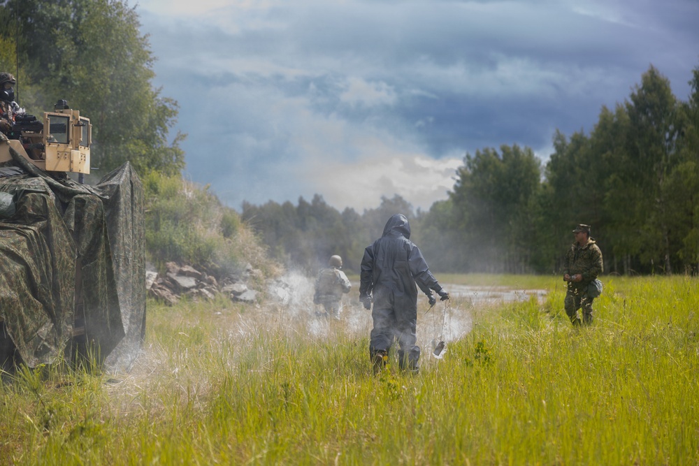U.S. Marines conduct contaminant response training in the Baltic Region