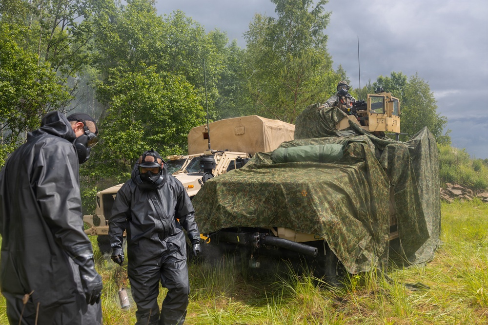 U.S. Marines conduct contaminant response training in the Baltic Region