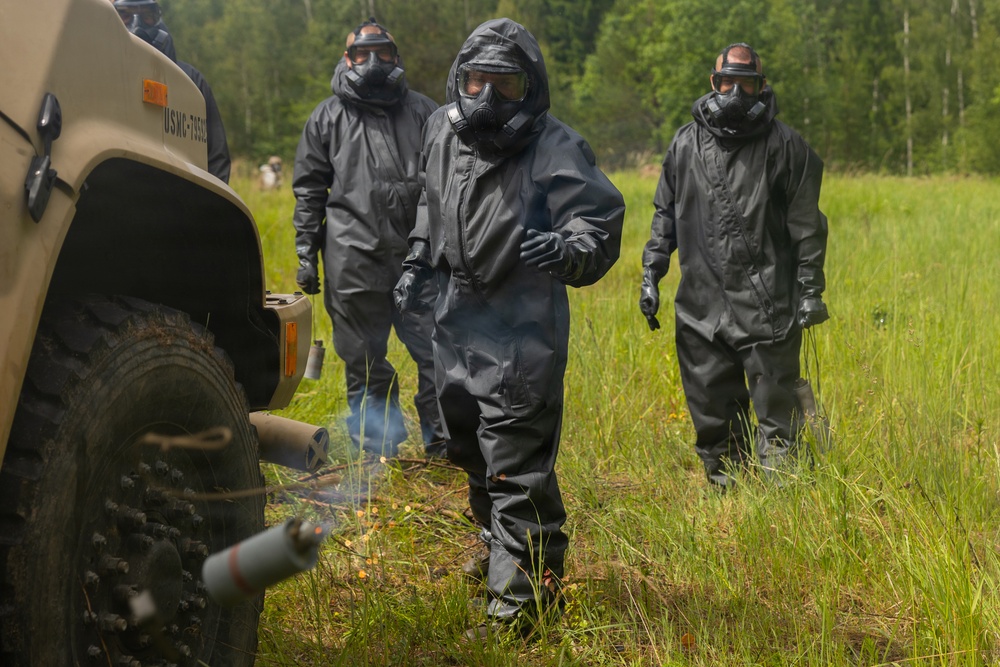 U.S. Marines conduct contaminant response training in the Baltic Region