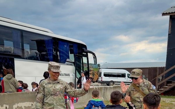KFOR hosts Public Safety Day for Mother Cabrini Kindergarten students at Camp Bondsteel