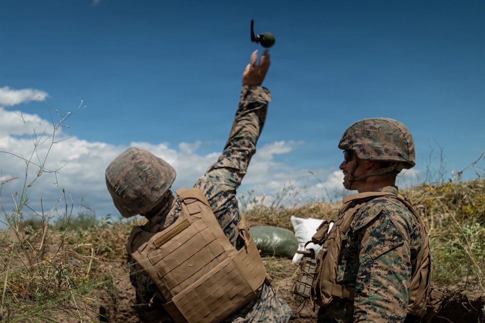 U.S. Marines conduct grenade range during Exercise Sea Breeze 26 in Romania