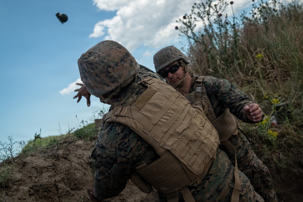 U.S. Marines conduct grenade range during Exercise Sea Breeze 26 in Romania