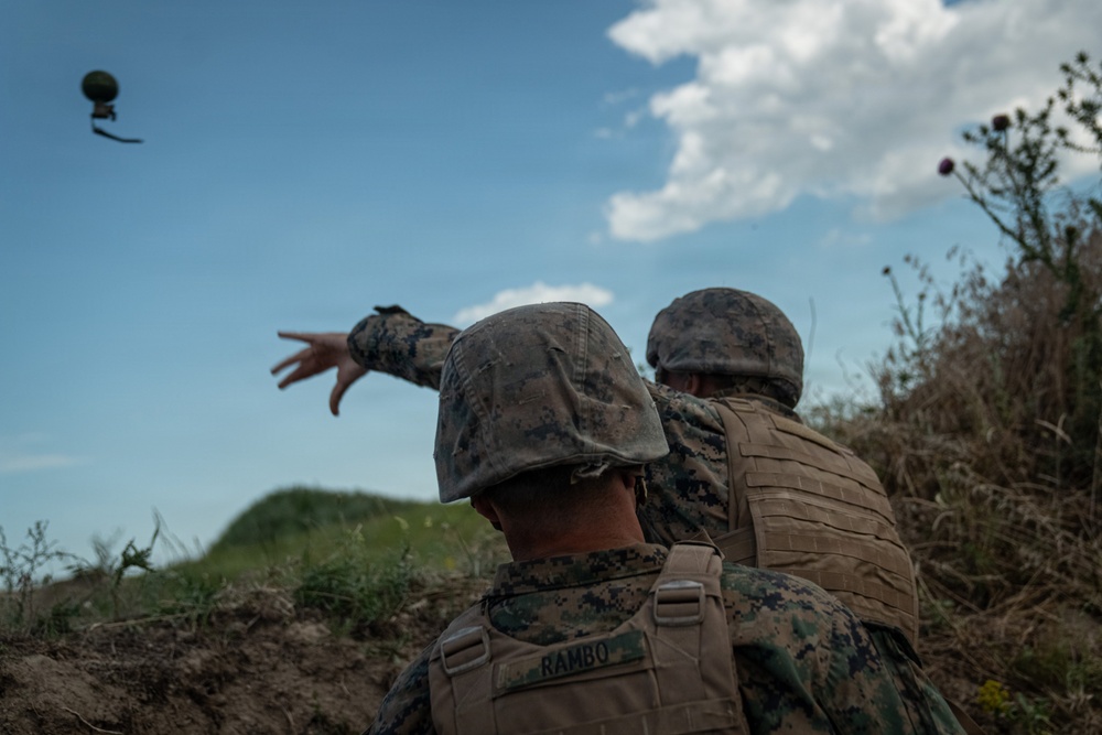 U.S. Marines conduct grenade range during Exercise Sea Breeze 26 in Romania