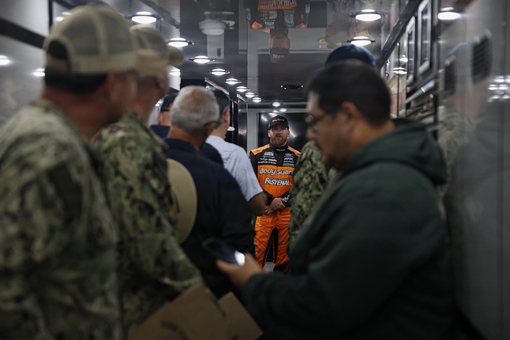 USS Kansas City Sailors meet NASCAR racer Chris Buescher