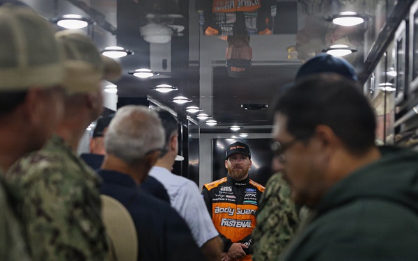 USS Kansas City Sailors meet NASCAR racer Chris Buescher