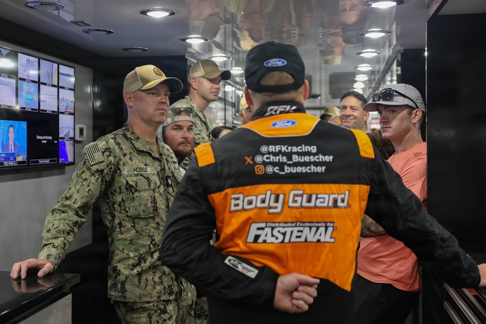 USS Kansas City Sailors meet NASCAR driver Chris Buescher