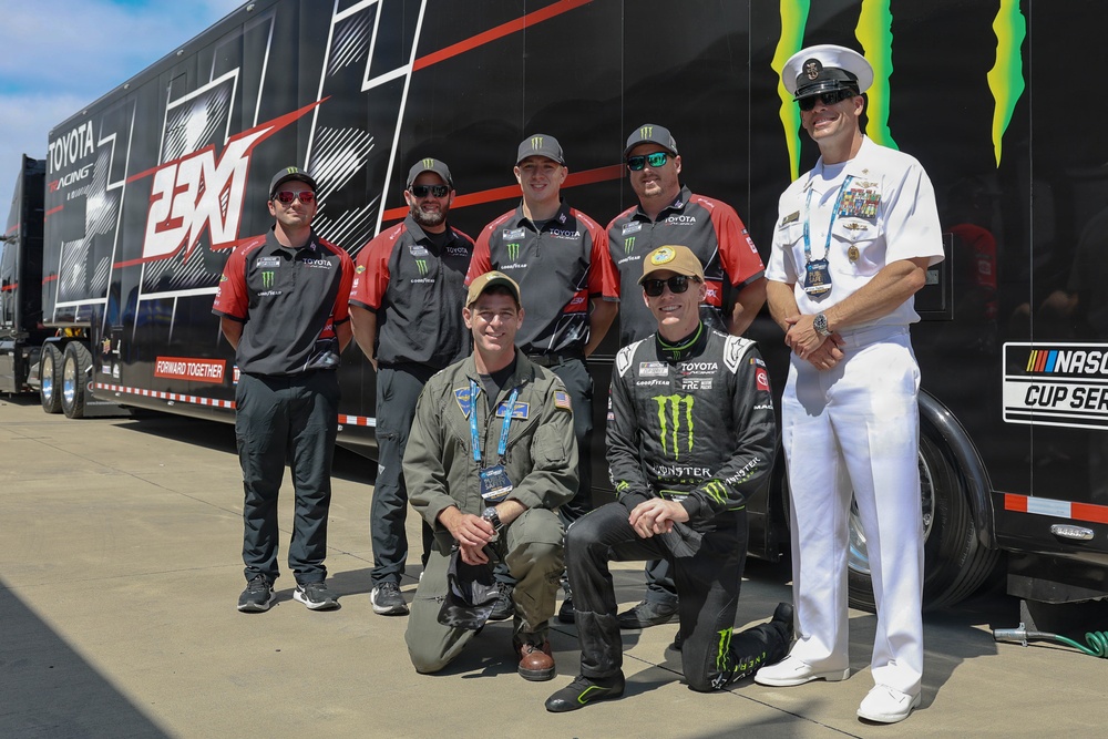 Naval Base Coronado Leaders meet NASCAR racer Riley Herbst's team