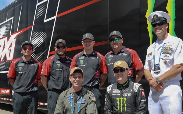 Naval Base Coronado Leaders meet NASCAR racer Riley Herbst's team