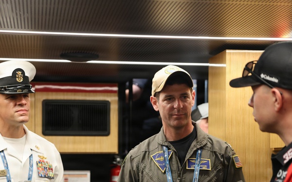 Naval Base Coronado Leaders meet NASCAR racer Riley Herbst's team
