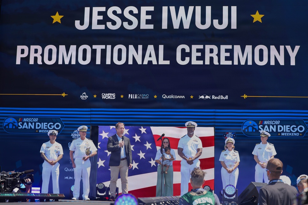 Lt. Cmdr. Jesse Iwuji, NASCAR driver #91 promoted to commander